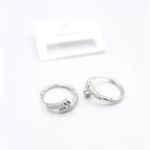 Taşlı Çivi Küpe - Gümüş