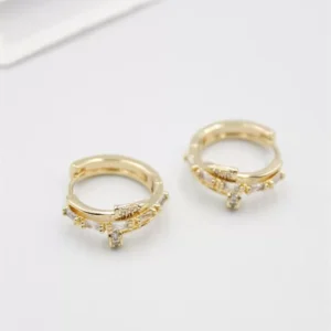 Taşlı Çivi Küpe - Altın