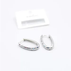 Oval Taşlı Küpe - Gümüş
