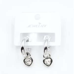 Kalp Halka Küpe - Beyaz