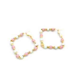 Mineli Halka Küpe - Pembe