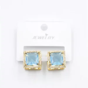 Kare Taşlı Küpe - Turkuaz