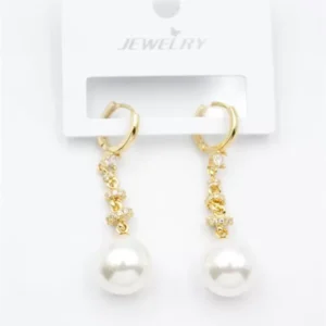 Taşlı İnci Küpe - Altın