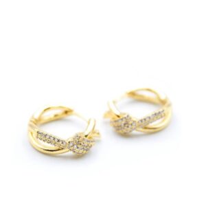 Taşlı Halka Küpe - Altın