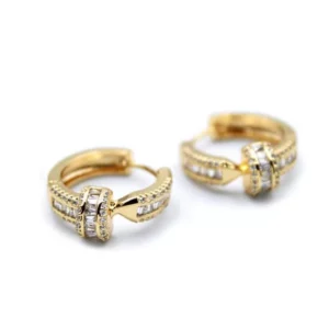 Taşlı Çivi Küpe - Altın