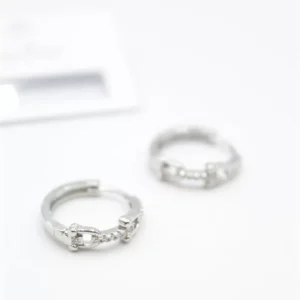 Taşlı Halka Küpe - Gümüş