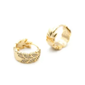 Taşlı Halka Küpe - Altın