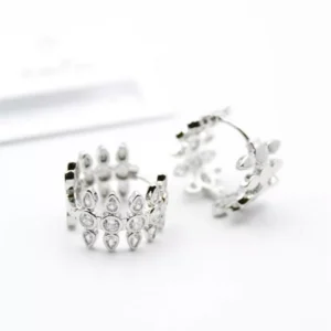 Taşlı Halka Küpe - Gümüş