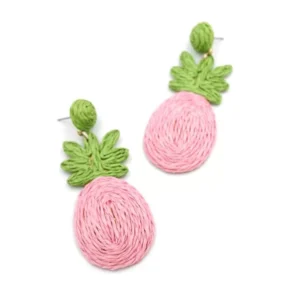 Ananas Hasır Küpe - Pembe
