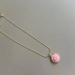 Mineli Kapaklı Kolye - Pembe