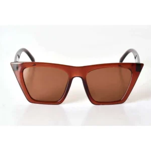 Kahverengi Şeffaf Çerçeveli Unisex Güneş Gözlüğü - Moda Gözlük