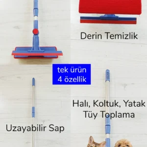 Çok Amaçlı Pratik Cam Temizleyici Kıl Tüy Toplayıcı Halı Kanepe Koltuk Temizleyici Döner Başlıklı