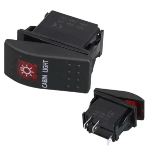 Powermaster Kabin Sembollü Işıklı 3 Pinli On-off 12-24v Marin Switch