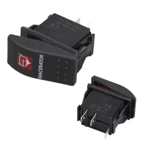Powermaster Macaratör Sembollü Işıklı 3 Pinli On-off 12-24v Marin Switch