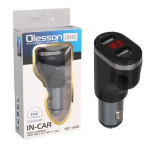 Olesson 1648 12-24v Çift Usb Girişli 5v-2.4a Dijital Voltaj Ekranlı Araç Çakmaklık Şarj Aleti