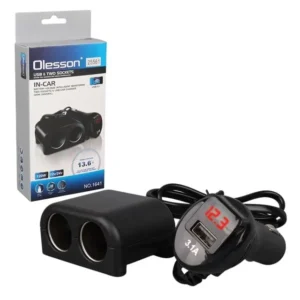 Olesson 1641 12-24v Çiftli Usbli 120w 80cm Kablolu Dijital Ekranlı Araç Çakmak Çoklayıcı