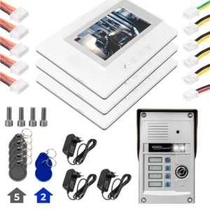 Powermaster 37t4 2 Daire 7'' Nfc Destekli Görüntülü Diafon Kapı Zili Interkom Akıllı Ev Güvenliği Sistemi