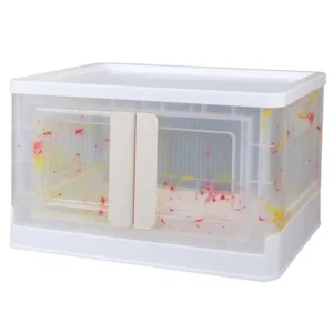 Sunup Sn-25883 72l Katlanabilir Plastik Saklama Kutusu Renkli Kapaklı Tekerlekli 40x64x37cm