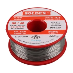 Soldex 1.00mm Kalın 200 Gram Kalın Lehim Teli Sn60 Pb40