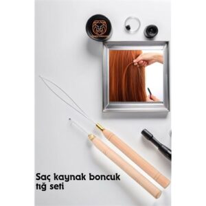 Turk Saç Boncuk Uzatma Keratin Tığı Misina Seti