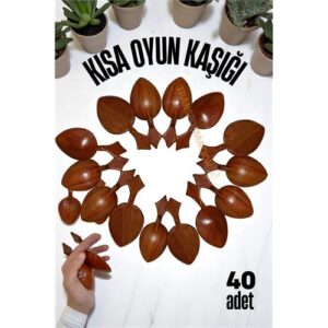 Turk Kısa Oyun Kaşığı Halk Oyunu Kaşığı - Kına Kaşığı Kısa Saplı Zeybek Oyun Kaşığı 40 ADET
