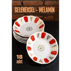 Turk Melamin Çay Tabağı 18 Adet Geleneksel Türk Çay Bardağı Altlığı