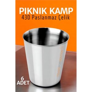 Turk Paslanmaz Çelik Bardak Seti Kamp Piknik Bardağı 6 adet