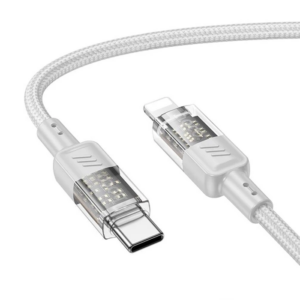 Hoco U129 Transparan Type-C to Lightning Data ve Şarj Kablosu 1m-(5775)