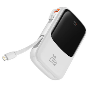 Baseus Qpow Pro Dijital Göstergeli 10000mAh 20W Hızlı Şarj Powerbank iPhone Lightning Kablolu-(5775)