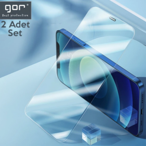 GOR İPhone 12 Mini 5.4 Best Full Tempered Cam Ekran Koruyucu 2Adet+Arka Jelatin-(5775)