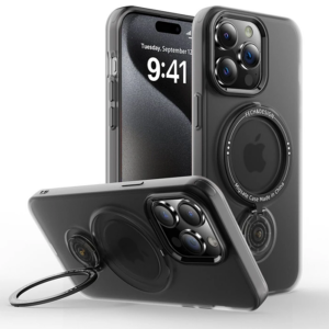 ALLY iPhone 15 Pro Max İçin Magsafe Uyumlu Standlı Manyetik Silikon Kılıf-(5775)