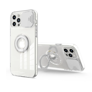 Ally iPhone 11 Pro 5.8inç Kılıf Sürgülü Kamera Lens Korumalı Yüzük Standlı Silikon Kılıf-(5775)
