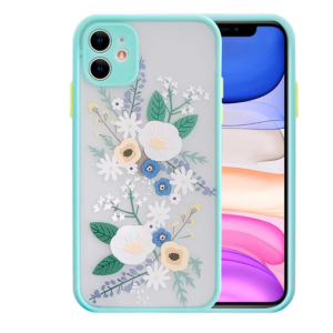iPhone 12 6.1inç Kamera Korumalı Çiçek Desenli Silikon Kılıf-(5775)