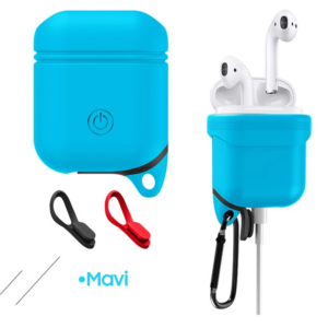 Ally Apple Airpods İçin Premium Silikon Kılıf Anahtarlıklı-(5775)