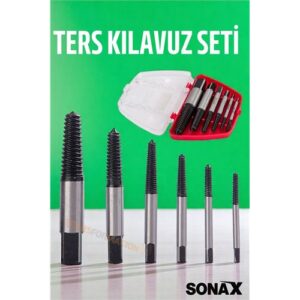 Turk Ters Kılavuz 6 lı Set Saf Çelik Kırık Civata Vida Sökücü Kırılmış Vida Civata Sökme Aparatı