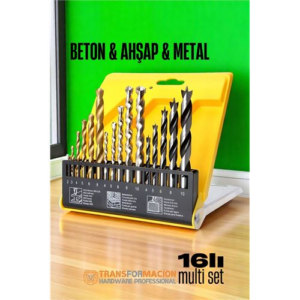 HSNET Matkap Ucu Seti- Beton Metal Ahşap Matkap Ucu Drill Bits Set 16 lı SET