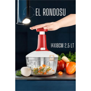 HSNET Pratik El Rondosu Üstten Basmalı 5 Bıçaklı 2.5 LİTRE 14X18CM