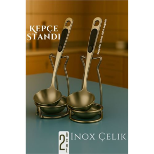 HSNET Inox Kepçe Standı - 2 li Kaşık Kepçe Standı- Profesyonel Şef Tasarımı