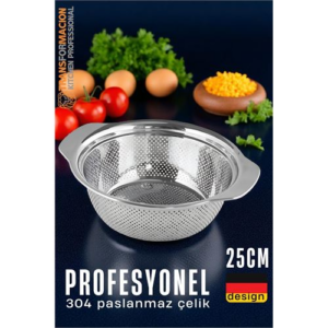 HSNET Alman Tip Kevgir - 304 Paslanmaz Çelik Profesyonel Süzgeç 25 Cm