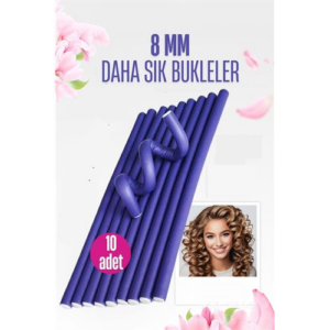 HSNET Sosis Latex Bigudi - Isısız Saç Bigudisi - 10 Adet 8 mm