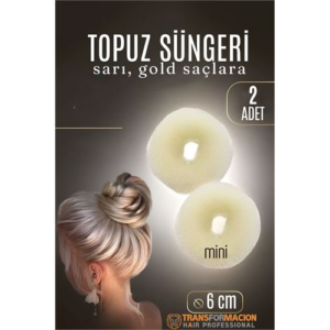 HSNET GOLD Mini Saç Topuz Süngeri 2 ADET 6 CM Çap 2.5 cm Kalınlık