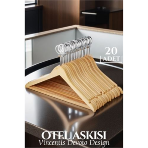 HSNET Otel Tip Askı 20 li Set Ahşap Vincentis Devoto Design