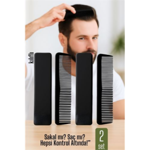 HSNET 2 li Kılıflı Cep Tarağı – 14 x 3 cm | Kompakt Şık ve Taşınabilir Erkek Bakım Tarağı