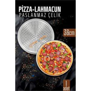 Paslanmaz Çelik Pizza-Lahmacun Tepsisi – Delikli Tasarım ile Mükemmel Pişirme 36 cm