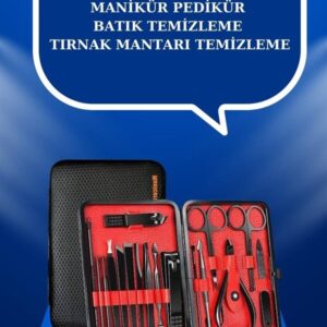 17 Parça El Ayak Bakım Seti Tırnak Temizleme Manikür Pedikür Cımbız Törpü Tırnak Makası
