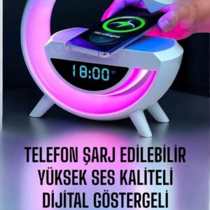 Bluetooth Hoparlör Dijital Göstergeli Wireless Şarj RGB Işıklı