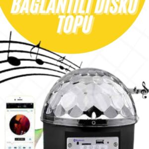 Disko Topu Renkli Işıklı Lazer Parti Bluetooth Bağlantılı Led Küre