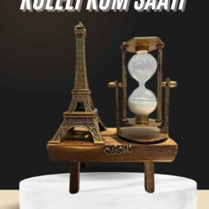 Retro Eyfel Kulesi Ve Kum Saati Dekoratif Ahşap Görünümlü Masa Biblosu