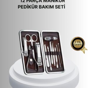 Profesyonel Tırnak Bakım Seti Çelik Aletli Şık Deri Çantalı