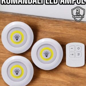 Mutfak Dolap Altı Işığı Uzaktan Kumandalı Yapışkanlı Kablosuz Pilli
